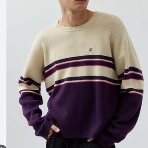 UO Shimmer Stripe Crew Neck Sweater Medium